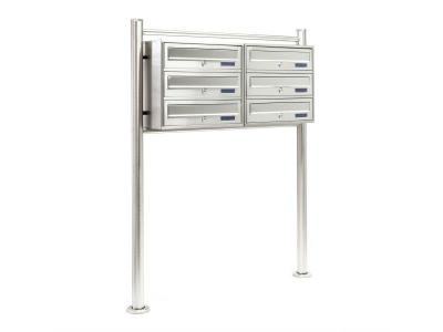 HELLOSHOP26 Bloc de 6 bo&icirc;tes aux lettres - Acier inoxydable