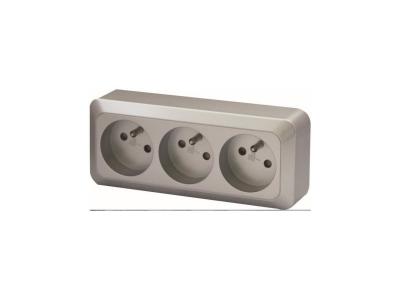 GENERIQUE DIO - Bloc multiprise &agrave; cabler 3 prises 2P+T 16A - Silver