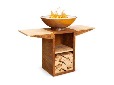 BLUMFELDT  savage 2.0 tall - bras&eacute;ro avec gril et tables d'appoint en bambou - marron