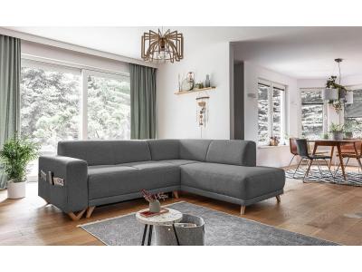 BESTMOBILIER Bella - canap&eacute; d'angle L convertible - 5 places - avec coffre - droit - Gris