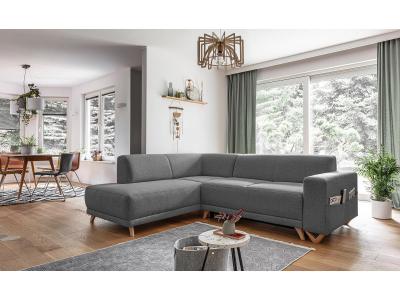 BESTMOBILIER Bella - canap&eacute; d'angle l convertible - 5 places - avec coffre - gauche couleur - gris