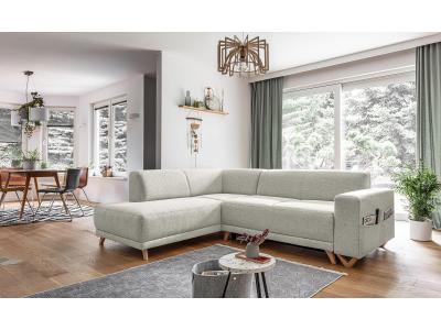 BESTMOBILIER Bella - canap&eacute; d'angle l convertible - 5 places - avec coffre - gauche - Beige