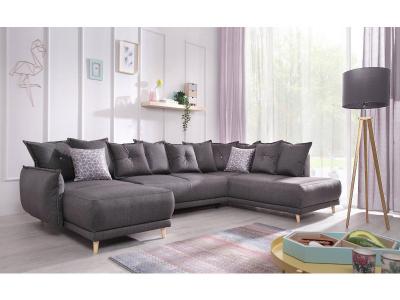 BESTMOBILIER BOBOCHIC LENA - Canap&eacute; d'angle panoramique convertible droite - L312x90x155/190cm - Gris fonc&eacute;