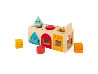 JANOD  - Boite &agrave; Formes G&eacute;om&eacute;triques (bois) - D&egrave;s 12 Mois