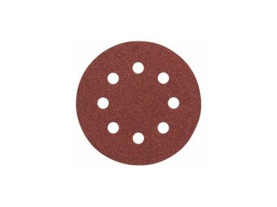BOSCH Feuille abrasive &Oslash; 115 mm G120, WP, 8 trous, velcro - 5 pi&egrave;ces
