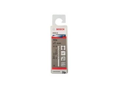 BOSCH  Lot de 10 forets pour le m&eacute;tal - HSS 1 mm - Longueur 34 mm - DIN 338