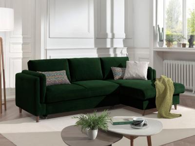 LISA DESIGN Brooke - canap&eacute; d'angle convertible - avec coffre - 4 places - style contemporain - droit - Vert