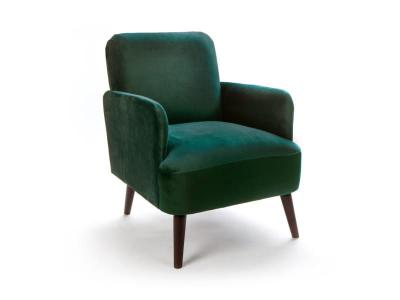 DRAWER Fauteuil r&eacute;tro velours - Brooks - Couleur - Vert for&ecirc;t 