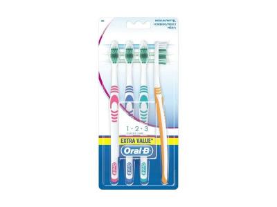ORAL B Brosse &agrave; dent  123 m&eacute;dium - pack de 4 - 