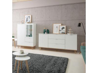 GOTEBORG Buffet bas - Style scandinave - Decor chene et blanc - L 180 cm