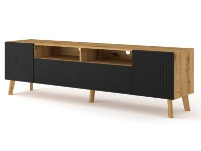 AKL FURNITURE Meuble tv luxi 195 cm ch&ecirc;ne artisanal / noir mat