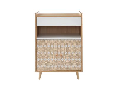 Desserte 2 portes 1 tiroir 60x39x85 cm ch&ecirc;ne et blanc - BENTO