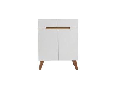Buffet scandinave blanc et bois 2 portes 2 tiroirs L80cm MELKA