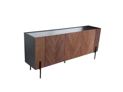 Buffet vintage bois motif chevron 3 portes - 180cm - SEQUOIA - Marron