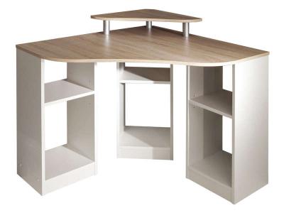 BOBBY Bureau d'angle d&eacute;cor chene naturel et blanc