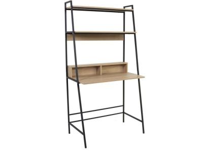 Bureau Zack double &eacute;tag&egrave;re - L. 81,50 x H. 160 cm. - Bois et Noir