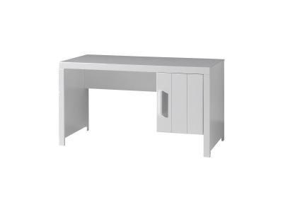 PARIS PRIX Vipack ERIK Bureau bois laqu&eacute; Blanc avec 1 caisson 1 porte