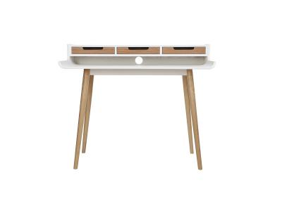 MILIBOO Bureau avec rangements scandinave bois clair et blanc L110 cm OPUS