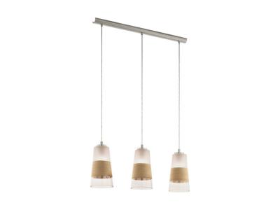 EGLO Burnham plafonnier suspendu &agrave; 3 lampes, barre droite, nickel satin&eacute;
