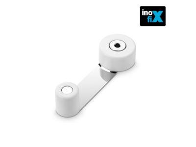 INOFIX  - But&eacute;e de porte / arr&ecirc;t tournant m&eacute;tallique blanc en blister
