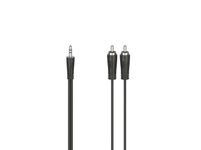 HAMA C&acirc;ble audio, fiche jack m&acirc;le 3,5mm - 2 fiches rca m&acirc;les, st&eacute;r&eacute;o, 5,0 m