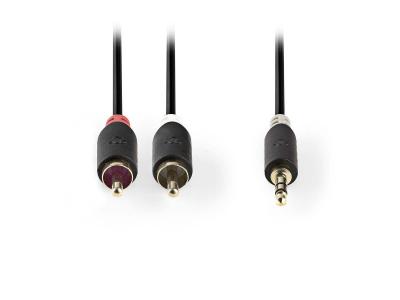NEDIS C&acirc;ble audio st&eacute;r&eacute;o 3,5 mm m&acirc;le - 2x rca m&acirc;les 3,0 m anthracite