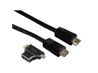 HAMA C&acirc;ble hdmi grde vit., conn. M&acirc;le - m&acirc;le, ethernet, 1,5m + adap. Hdmi