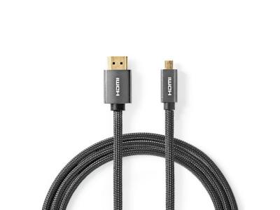 NEDIS C&acirc;ble HDMI Haute Vitesse avec ethernet CVTB34700GY20 Gris M&eacute;tal Gun / Anthracite