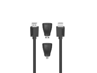 HAMA C&acirc;ble hdmi hte vit., ultra-hd 4k, ethernet, 1,50m + 2 adaptat. Hdmi