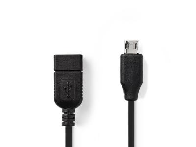 NEDIS  CCGP60515BK02 c&acirc;ble USB 0,2 m USB 2.0 USB A Micro-USB B Noir