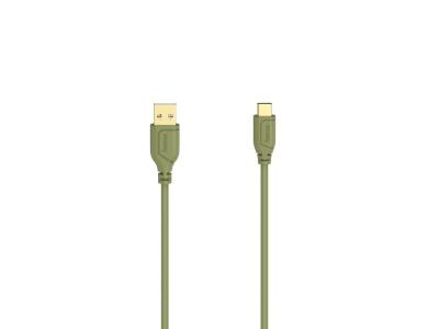 HAMA C&acirc;ble USB-C Flexi-Slim, USB 2.0, 480 Mbit/s, Turtle Green, 0,75 m