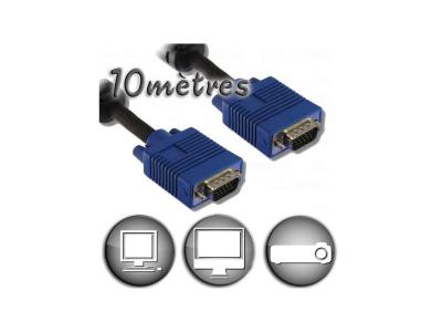 LINEAIRE Cordon VGA HD15 M M 2 ferrites 10m
