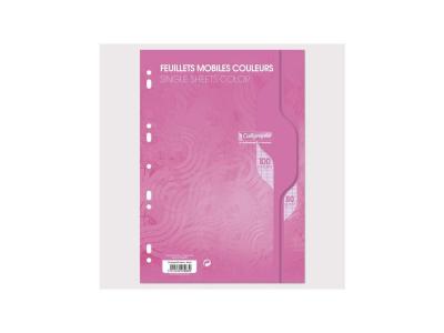 CLAIREFONTAINE  - Feuille Mobile Rose A4 Seyes 80g - Sachet De 50