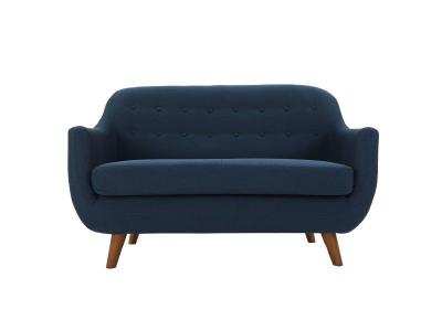 MILIBOO Canap&eacute; d&eacute;houssable 2 places en tissu bleu fonc&eacute; et bois fonc&eacute; YNOK