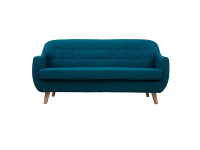MILIBOO Canap&eacute; 3 places scandinave d&eacute;houssable bleu canard et bois YNOK