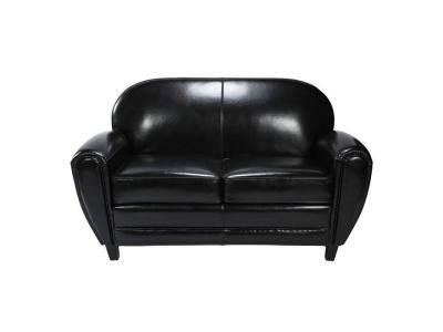 RENDEZ VOUS DECO Canap&eacute; 2 places noir en croute de cuir enduite