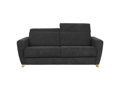 MILIBOO  - Canap&eacute; convertible 3 places avec t&ecirc;ti&egrave;res ajustables effet velours gris anthracite GOYA