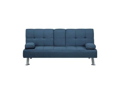 BELIANI Canap&eacute; convertible 3 places en tissu bleu ROXEN
