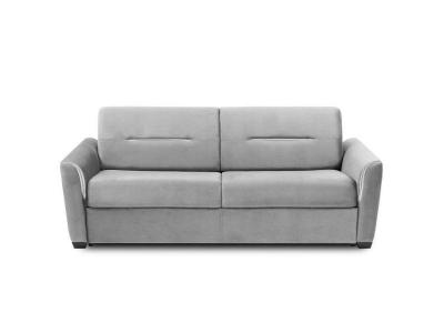 ITALIAN SPIRIT Canap&eacute; convertible EXPRESS AMAZONE 160cm matelas 16cm sommier lattes cuir vachette gris clair
