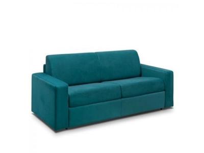 ITALIAN SPIRIT Canap&eacute; convertible express MIDNIGHT AMORE 140cm matelas 16cm velours bleu paon