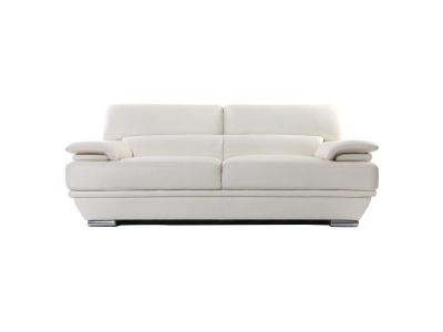 MILIBOO Canap&eacute; design avec t&ecirc;ti&egrave;res ajustables 3 places cuir blanc et acier chrom&eacute; EWING