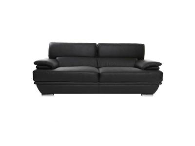 MILIBOO  - Canap&eacute; cuir design 3 places avec t&ecirc;ti&egrave;res ajustables noir EWING