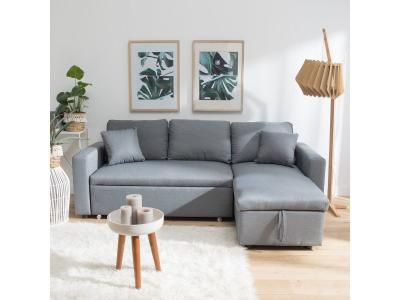 HAPPY GARDEN Canap&eacute; d'angle convertible CLARK 3 places gris - Gris