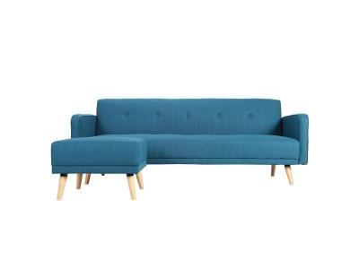 MILIBOO Canap&eacute; d'angle convertible r&eacute;versible scandinave bleu canard ulla