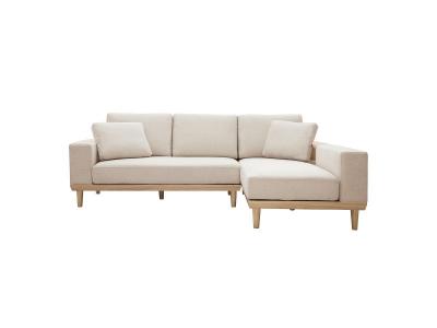 MILIBOO Canap&eacute; d'angle droit 5 places en tissu effet velours textur&eacute; beige komao