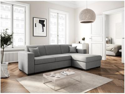 LOUNGITUDE Canap&eacute; d'angle droit Caribi convertible Gris clair