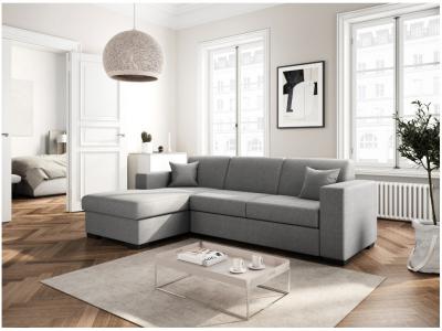 LOUNGITUDE Canap&eacute; d'angle gauche Caribi convertible Gris clair