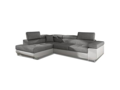 INTENSEDECO  Canap&eacute; d'angle Gauche Convertible Marius Gris et Blanc