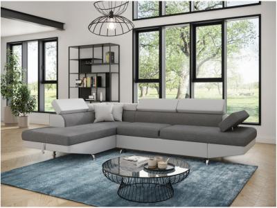 LOUNGITUDE Canap&eacute; d'angle gauche Rio Blanc et gris