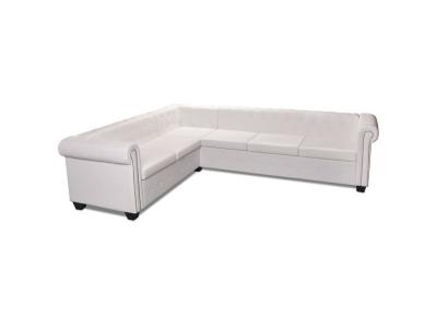 VIDAXL Canap&eacute; d'angle chesterfield 6 places cuir artificiel blanc